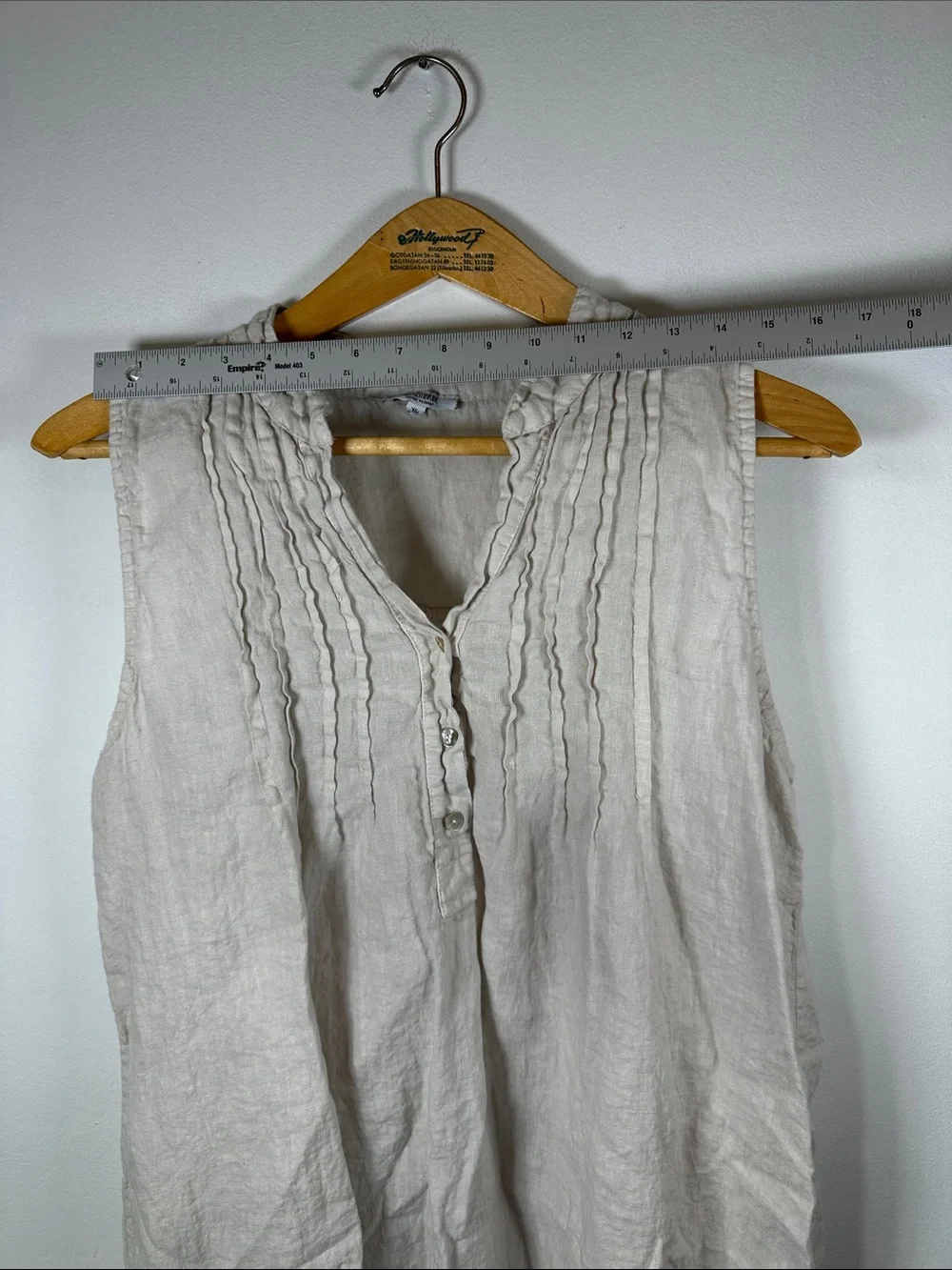 ✨ Rosemarine Italian 100% Linen Sleeveless Pintuck Eyelet Hem Dress Women's XL✨ - Picture 9 of 12